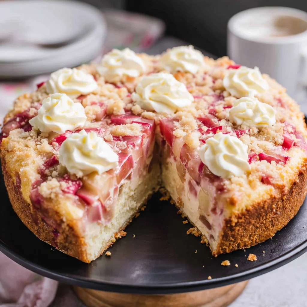 Köstlicher Rhabarberkuchen mit Vanillecreme und Streuseln – einfaches Rezept für den perfekten Genuss