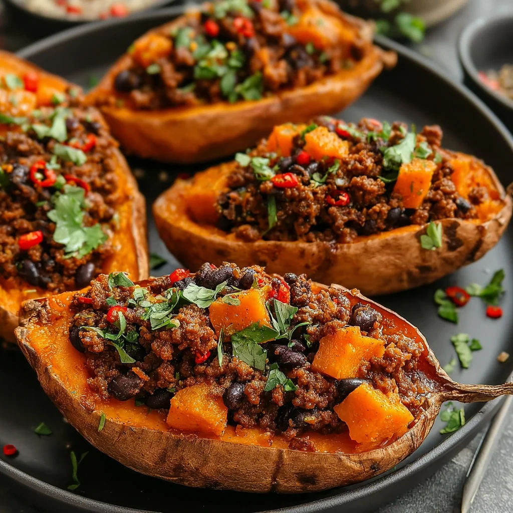 Scharfes Honig-Hackfleisch mit Süßkartoffel-Booten: Das ultimative Rezept für ein Geschmackserlebnis!