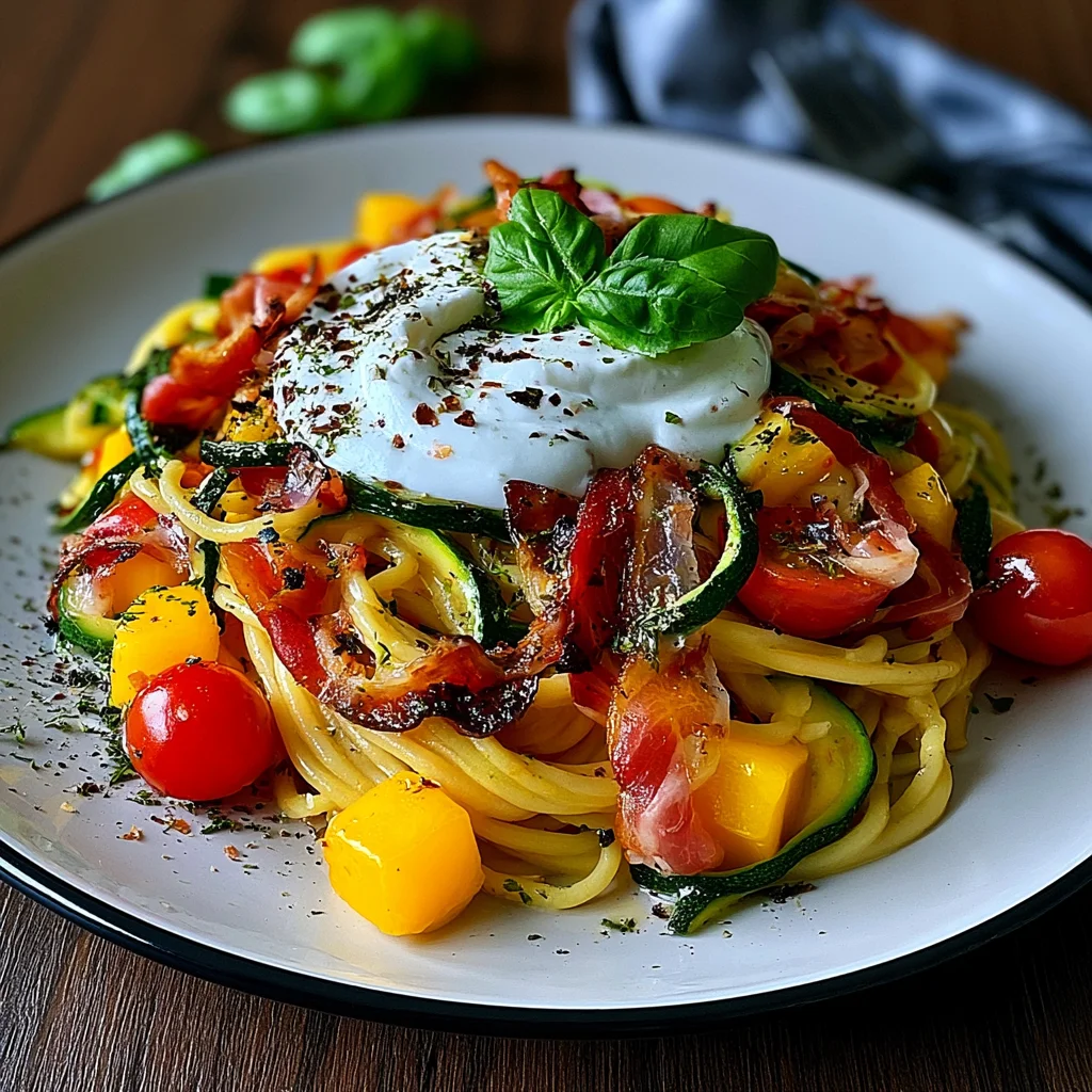 Zucchini Carbonara Rezept: Schnelle italienische Küche mit Prosciutto und Burrata!
