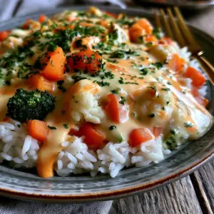 Schnelles Rezept für cremigen Reis mit Gemüse-Frischkäse-Sauce, das alle begeistert!